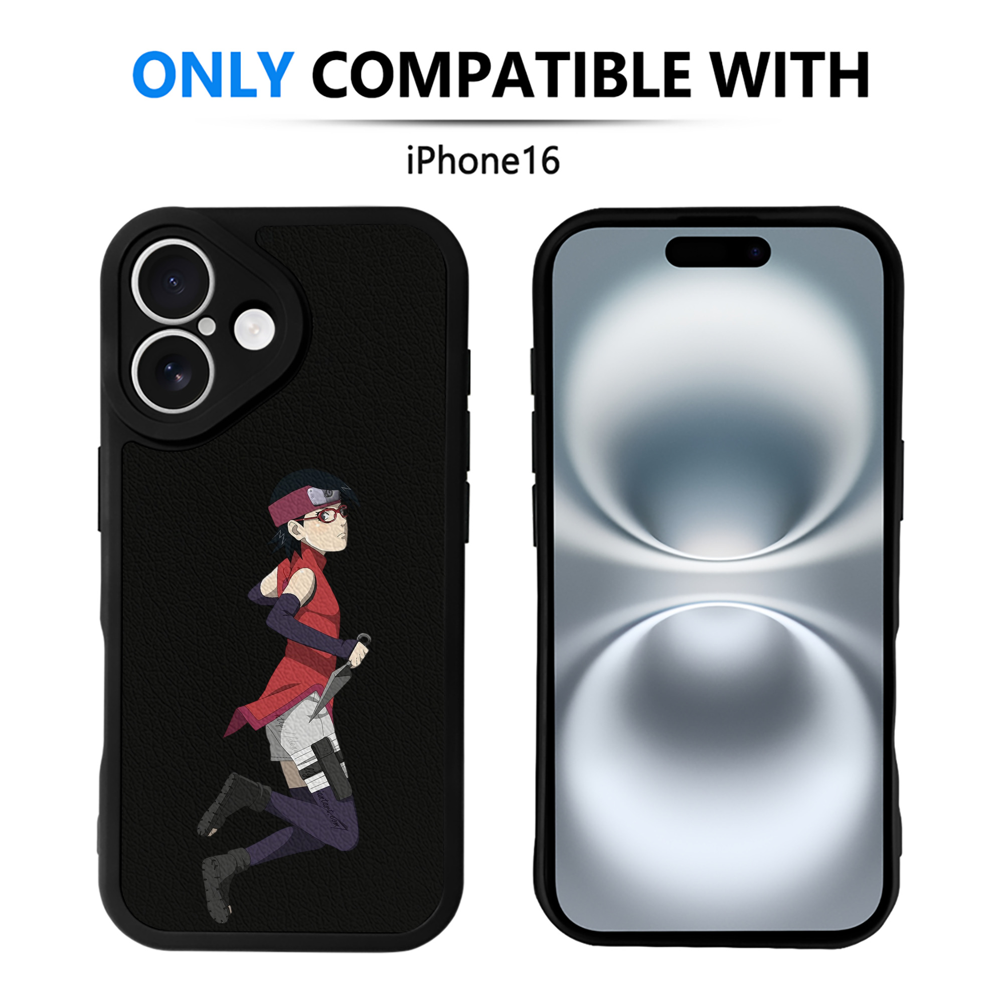 （画像用） NARUTO -ナルト- うちは サラダ Uchiha Sarada 【iPhone 16シリーズ対応】シリコンスマホケース（レザー調） 材質：シリコン